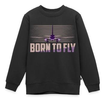 Born To Fly Aviation Pilot Airline - Kinder Premium Organic Sweatshirt - Schwarz - Vorne - AI Model Kid Female (0cm)