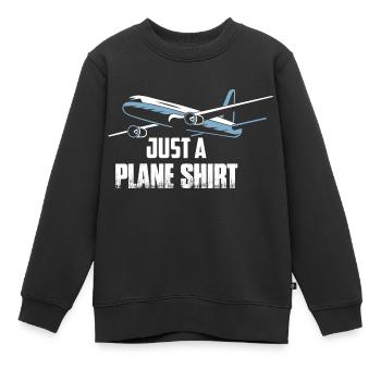 Just A Plane Shirt Airline Pilot Aviation - Kinder Premium Organic Sweatshirt - Schwarz - Vorne - AI Model Kid Female (0cm)