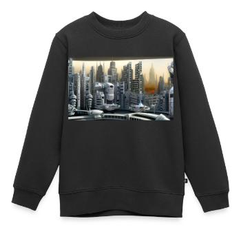 Ville du futur - Sweat Premium enfant bio - noir - Devant - AI Model Kid Female (0cm)