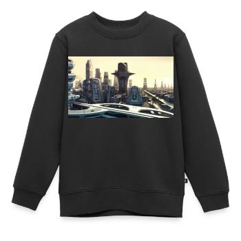 Ville du futur - Sweat Premium enfant bio - noir - Devant - AI Model Kid Female (0cm)