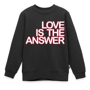 LOVE is the ANSWER 04 weiss Krot - Kinder Premium Organic Sweatshirt - Schwarz - Vorne - AI Model Kid Female (0cm)