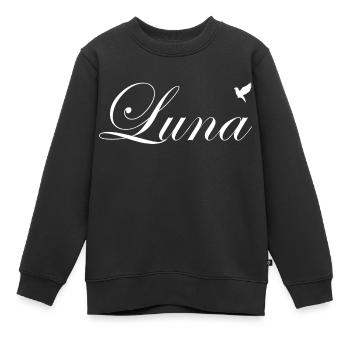 Luna beautiful name White - Kids Premium Organic Sweatshirt - black - Front - AI Model Kid Female (0cm)