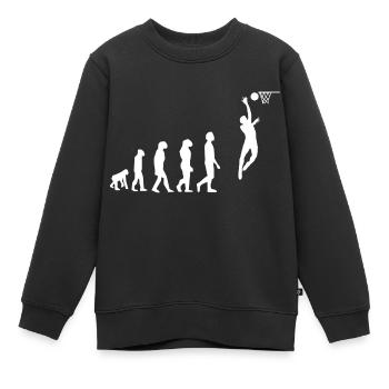 Basket évolution - Sweat Premium enfant bio - noir - Devant - AI Model Kid Female (0cm)