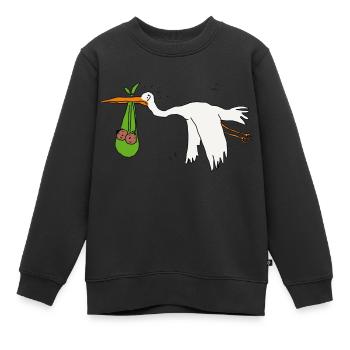 Zwillinge Storch dunkle Haut - Kinder Premium Organic Sweatshirt - Schwarz - Vorne - AI Model Kid Female (0cm)