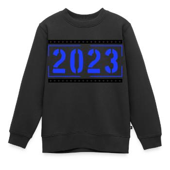 2023 - Kinder Premium Organic Sweatshirt - Schwarz - Vorne - AI Model Kid Female (0cm)