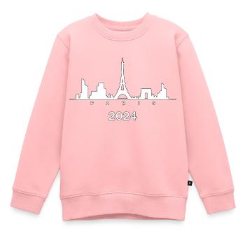 Paris Capitale France - Sweat Premium enfant bio - rose - Devant - AI Model Kid Female (0cm)