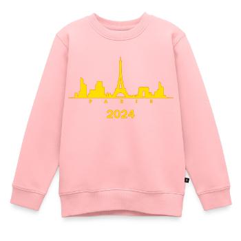 Paris Capitale France - Sweat Premium enfant bio - rose - Devant - AI Model Kid Female (0cm)