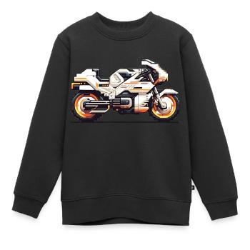 8 Bit Motorrad Rennmaschine als Vektorgrafik - Kinder Premium Organic Sweatshirt - Schwarz - Vorne - AI Model Kid Female (0cm)