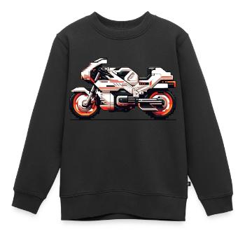 Motorrad Rennmaschine als 8 Bit Vector - Kinder Premium Organic Sweatshirt - Schwarz - Vorne - AI Model Kid Female (0cm)