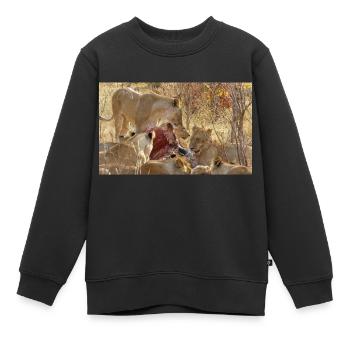 ein Rudel fressender Löwen im Chobe-Nationalpark - Kinder Premium Organic Sweatshirt - Schwarz - Vorne - AI Model Kid Female (0cm)