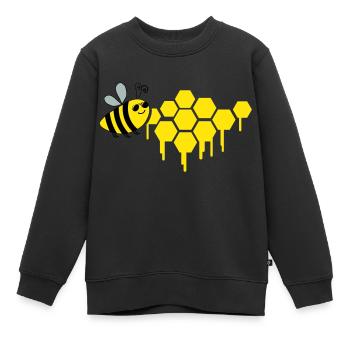 abeille en nid d’abeille - Sweat Premium enfant bio - noir - Devant - AI Model Kid Female (0cm)