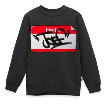 Aufkleber "JOEF" - Kinder Premium Organic Sweatshirt - Schwarz - Vorne - AI Model Kid Female (0cm)