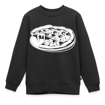 Pizza Restauration rapide Pizzeria - Sweat Premium enfant bio - noir - Devant - AI Model Kid Female (0cm)