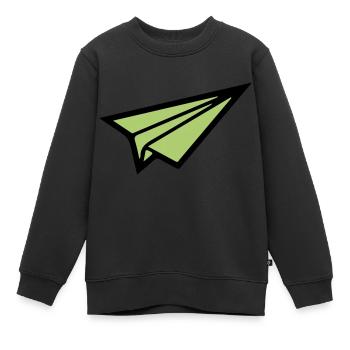 papierflieger 02 - Kinder Premium Organic Sweatshirt - Schwarz - Vorne - AI Model Kid Female (0cm)