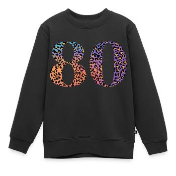 80e anniversaire léopard - Sweat Premium enfant bio - noir - Devant - AI Model Kid Female (0cm)