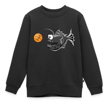 Frogfish Basket-ball Noir Blanc Rayé - Sweat Premium enfant bio - noir - Devant - AI Model Kid Female (0cm)