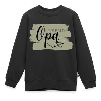 Bis bald, Opa Aufdruck, Papierflieger, Olivgrün - Kinder Premium Organic Sweatshirt - Schwarz - Vorne - AI Model Kid Female (0cm)
