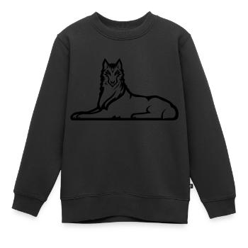 Lone Chechen Wolf - One Black Color - Kids Premium Organic Sweatshirt - black - Front - AI Model Kid Female (0cm)