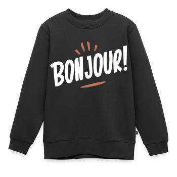Bonjour! - Sweat Premium enfant bio - noir - Devant - AI Model Kid Female (0cm)