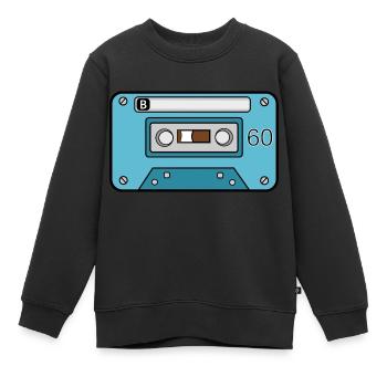 60er Musikkassette - Kinder Premium Organic Sweatshirt - Schwarz - Vorne - AI Model Kid Female (0cm)