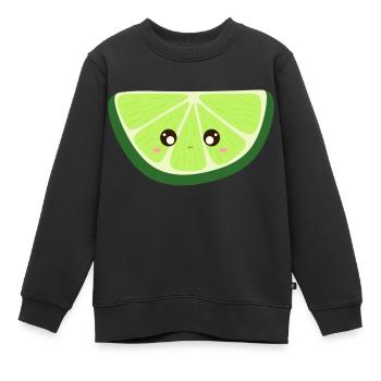 Kawaii-Limette - Kinder Premium Organic Sweatshirt - Schwarz - Vorne - AI Model Kid Female (0cm)