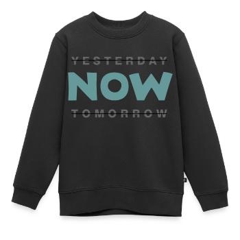 Now - nicht gestern und nicht morgen - Kinder Premium Organic Sweatshirt - Schwarz - Vorne - AI Model Kid Female (0cm)