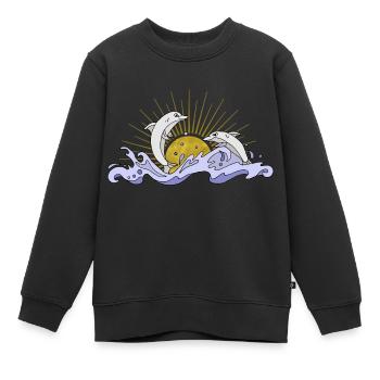Delphine - Kinder Premium Organic Sweatshirt - Schwarz - Vorne - AI Model Kid Female (0cm)