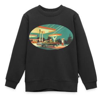 Benzinbrüder Tankstelle - Kinder Premium Organic Sweatshirt - Schwarz - Vorne - AI Model Kid Female (0cm)