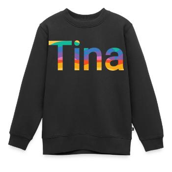Nom Tina dans Rainbow Fatbe - Sweat Premium enfant bio - noir - Devant - AI Model Kid Female (0cm)