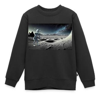 Alien gris sur la surface de la lune – Jouer au golf - Sweat Premium enfant bio - noir - Devant - AI Model Kid Female (0cm)