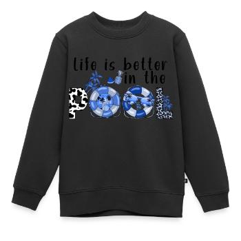 sommer see natur flora kunst pool meer strand liebe - Kinder Premium Organic Sweatshirt - Schwarz - Vorne - AI Model Kid Female (0cm)