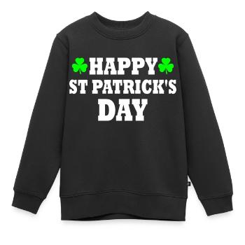 happy st patrick's day - Kinder Premium Organic Sweatshirt - Schwarz - Vorne - AI Model Kid Female (0cm)