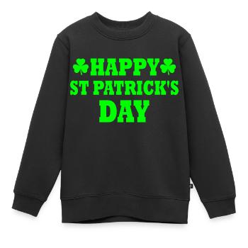 happy st patrick's day - Kinder Premium Organic Sweatshirt - Schwarz - Vorne - AI Model Kid Female (0cm)