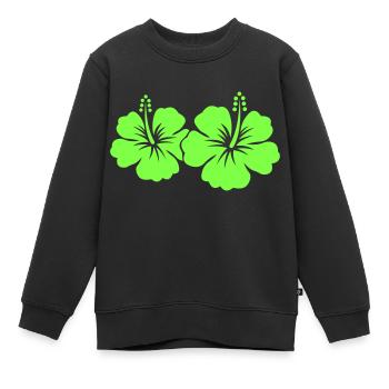 Fleur d’hibiscus - Sweat Premium enfant bio - noir - Devant - AI Model Kid Female (0cm)