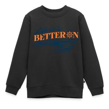 La vie est meilleure sur un bateau - Sweat Premium enfant bio - noir - Devant - AI Model Kid Female (0cm)
