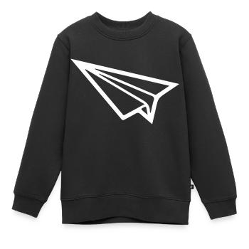 Avion en papier - Sweat Premium enfant bio - noir - Devant - AI Model Kid Female (0cm)