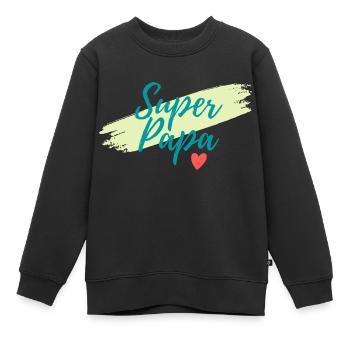 Super-Papa - Kinder Premium Organic Sweatshirt - Schwarz - Vorne - AI Model Kid Female (0cm)