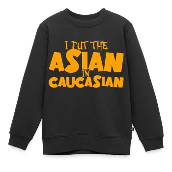 J’ai mis l’Asiatique dans la blague asiatique caucasienne - Sweat Premium enfant bio - noir - Devant - AI Model Kid Female (0cm)