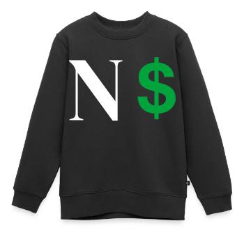 Lettre n dollar - Sweat Premium enfant bio - noir - Devant - AI Model Kid Female (0cm)