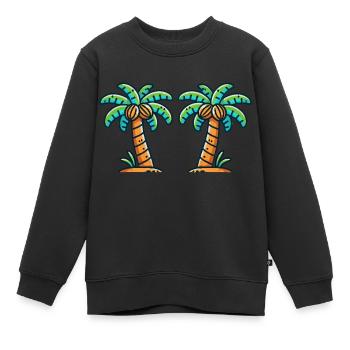 Palmiers - Sweat Premium enfant bio - noir - Devant - AI Model Kid Female (0cm)