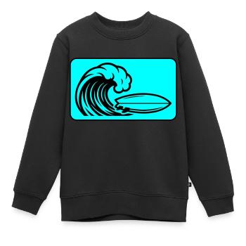 Surfbrett Welle - Kinder Premium Organic Sweatshirt - Schwarz - Vorne - AI Model Kid Female (0cm)
