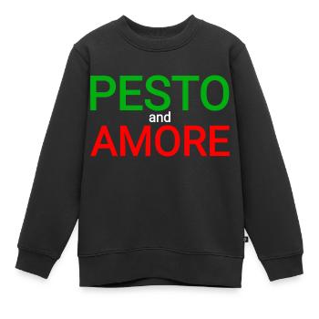 Pesto Amore - Kids Premium Organic Sweatshirt - black - Front - AI Model Kid Female (0cm)