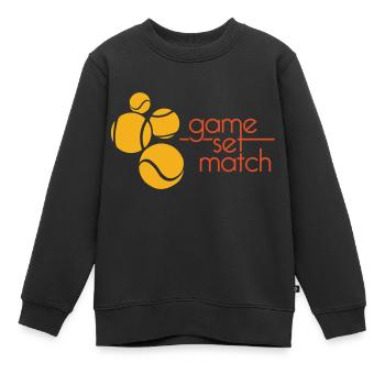 GAME SET MATCH - Kids Premium Organic Sweatshirt - black - Front - AI Model Kid Female (0cm)