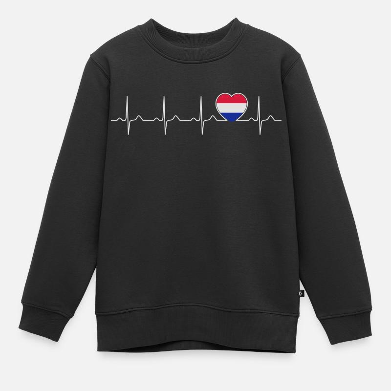 Pulsation de drapeau pays-bas - nation - Hollande - Sweat Premium enfant bio - noir