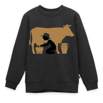 Bauer beim Melken einer Kuh - Kinder Premium Organic Sweatshirt - Schwarz - Vorne - AI Model Kid Female (0cm)