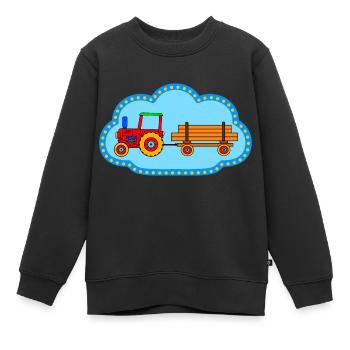 Roter Traktor / Traktor mit Hänger - Kinder Premium Organic Sweatshirt - Schwarz - Vorne - AI Model Kid Female (0cm)