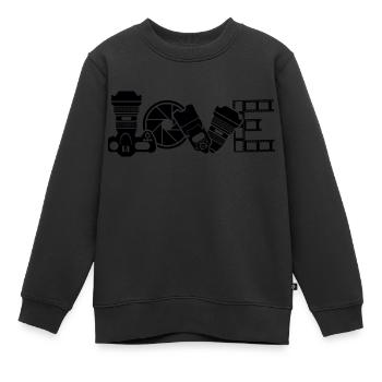 Kameramann Filmemacher Kamera Regisseur Objektiv - Kinder Premium Organic Sweatshirt - Schwarz - Vorne - AI Model Kid Female (0cm)