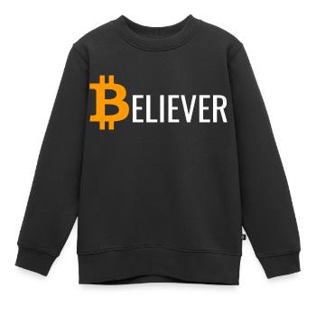 Bitcoin Croyant BTC - Sweat Premium enfant bio - noir - Devant - AI Model Kid Female (0cm)
