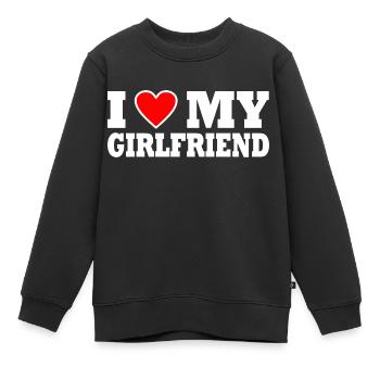 I love my girlfriend - Kinder Premium Organic Sweatshirt - Schwarz - Vorne - AI Model Kid Female (0cm)