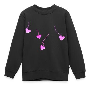 rosa herzen glitzer linien - Kinder Premium Organic Sweatshirt - Schwarz - Vorne - AI Model Kid Female (0cm)